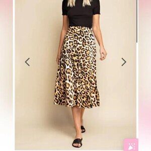 GILLI Size 1X Animal Leopard Print Long Skirt NEW NWT